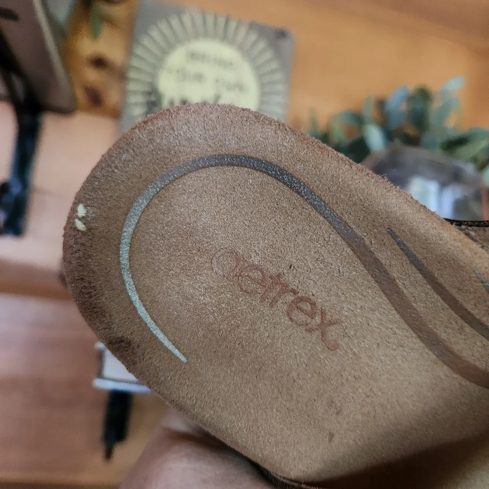 Aetrex Izzy‎ Sparkle Faux Leather Metallic Comfort Arch Support Sandals Sz 6-6.5